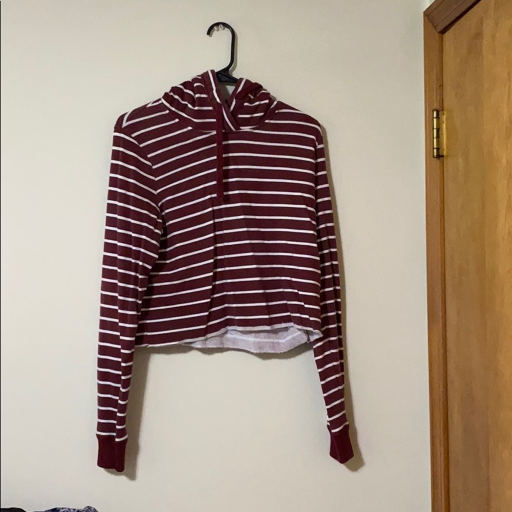 I am selling this maroon and white striped hoodie.